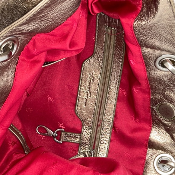 Kenneth Cole XL tote bag in burnished gold leather, w. brushed nickel hardware - Picture 11 of 16